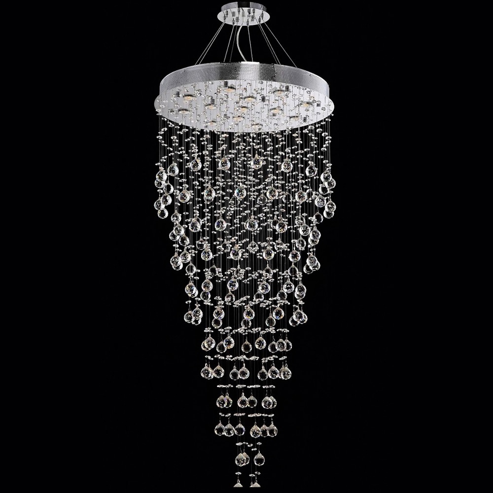 Falling Rain 12 light Chrome Crystal Chandelier