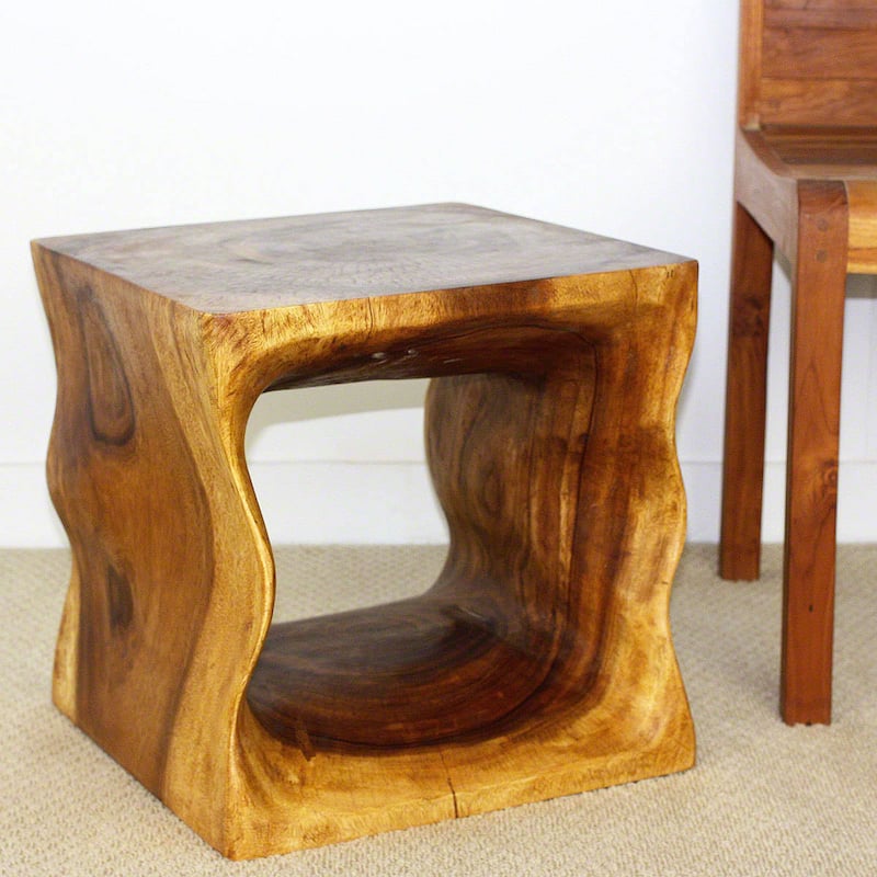 Haussmann Handmade Eco Wood Coffee Table Natural Cube 16 in x 16 in H Oak Oil
