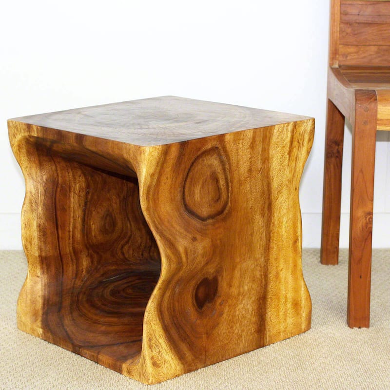Haussmann Handmade Eco Wood Coffee Table Natural Cube 16 in x 16 in H Oak Oil