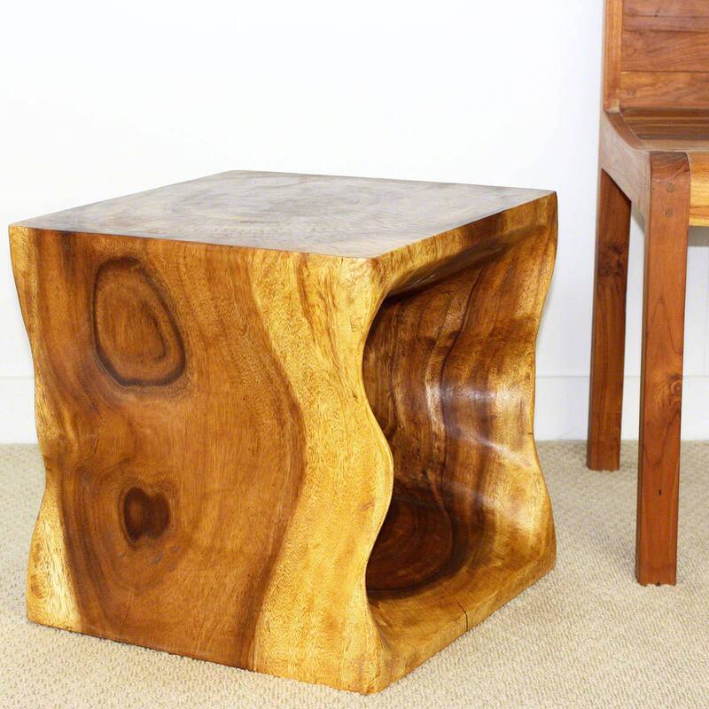 Haussmann Handmade Eco Wood Coffee Table Natural Cube 16 in x 16 in H Oak Oil