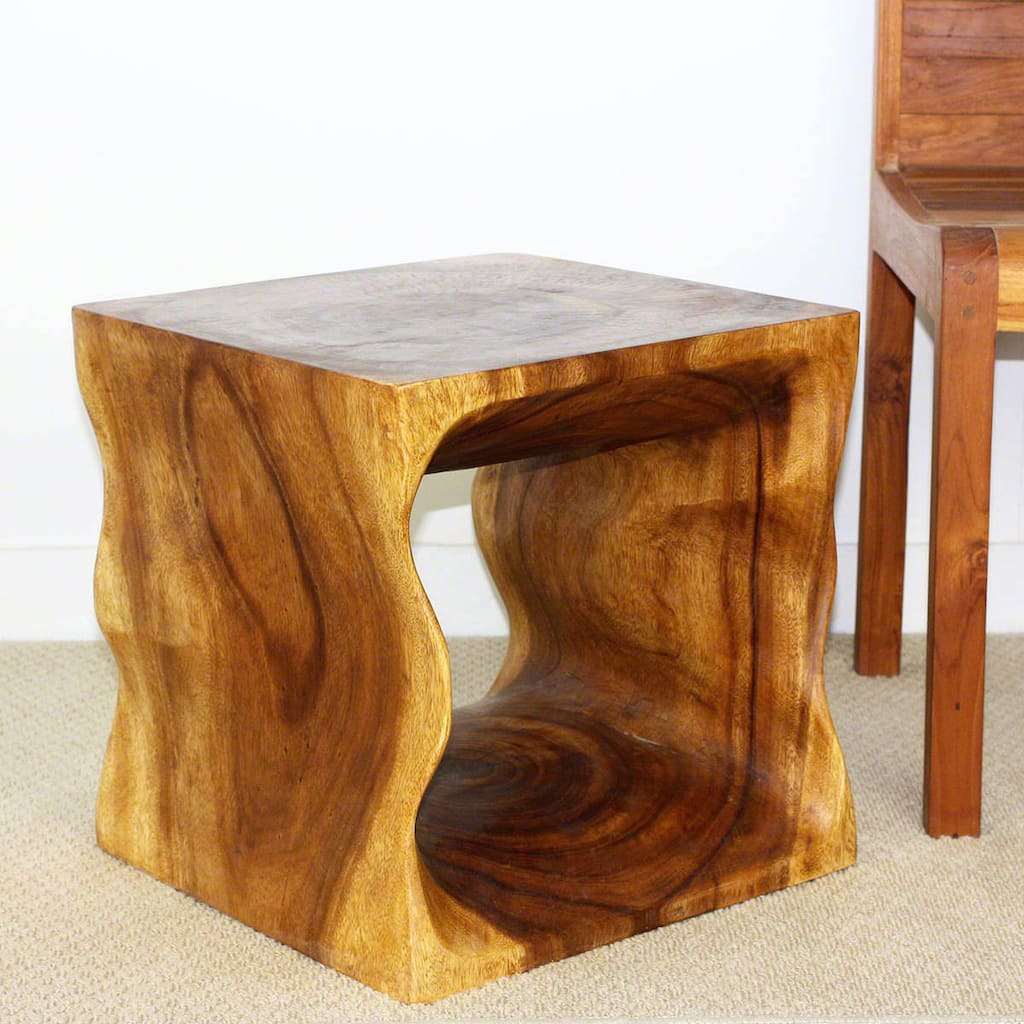 Haussmann Handmade Eco Wood Coffee Table Natural Cube 16 in x 16 in H Oak Oil