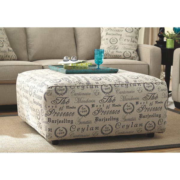 slide 1 of 7, Alenya Script Printed Quartz Oversized Ottoman