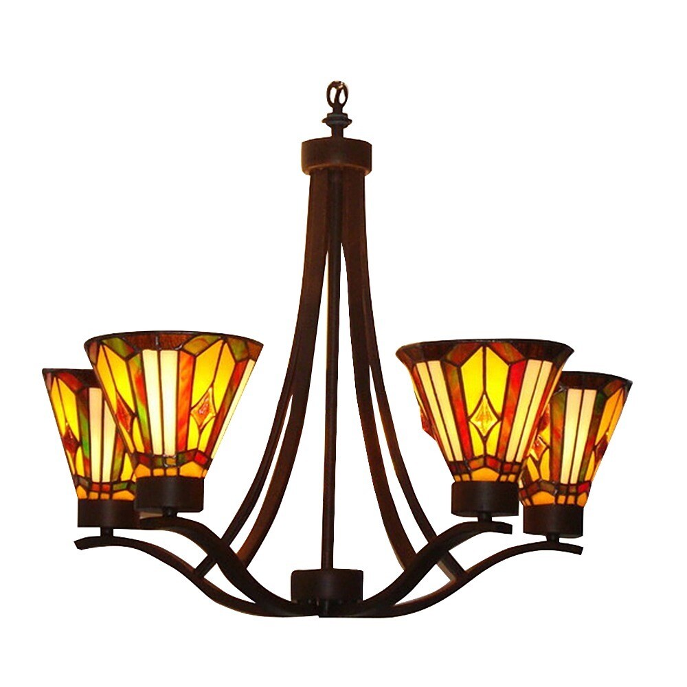 Tiffany-style, Mission Design 4-light Bronze Chandelier - Chandeliers For Bedrooms by Overstock.com
