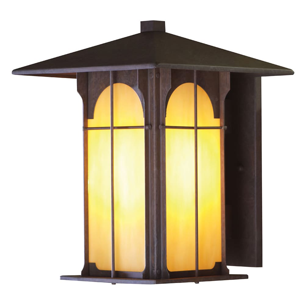 1 light 14.1 inch Olde Brick Honey Opal Glass Outdoor Wall Light