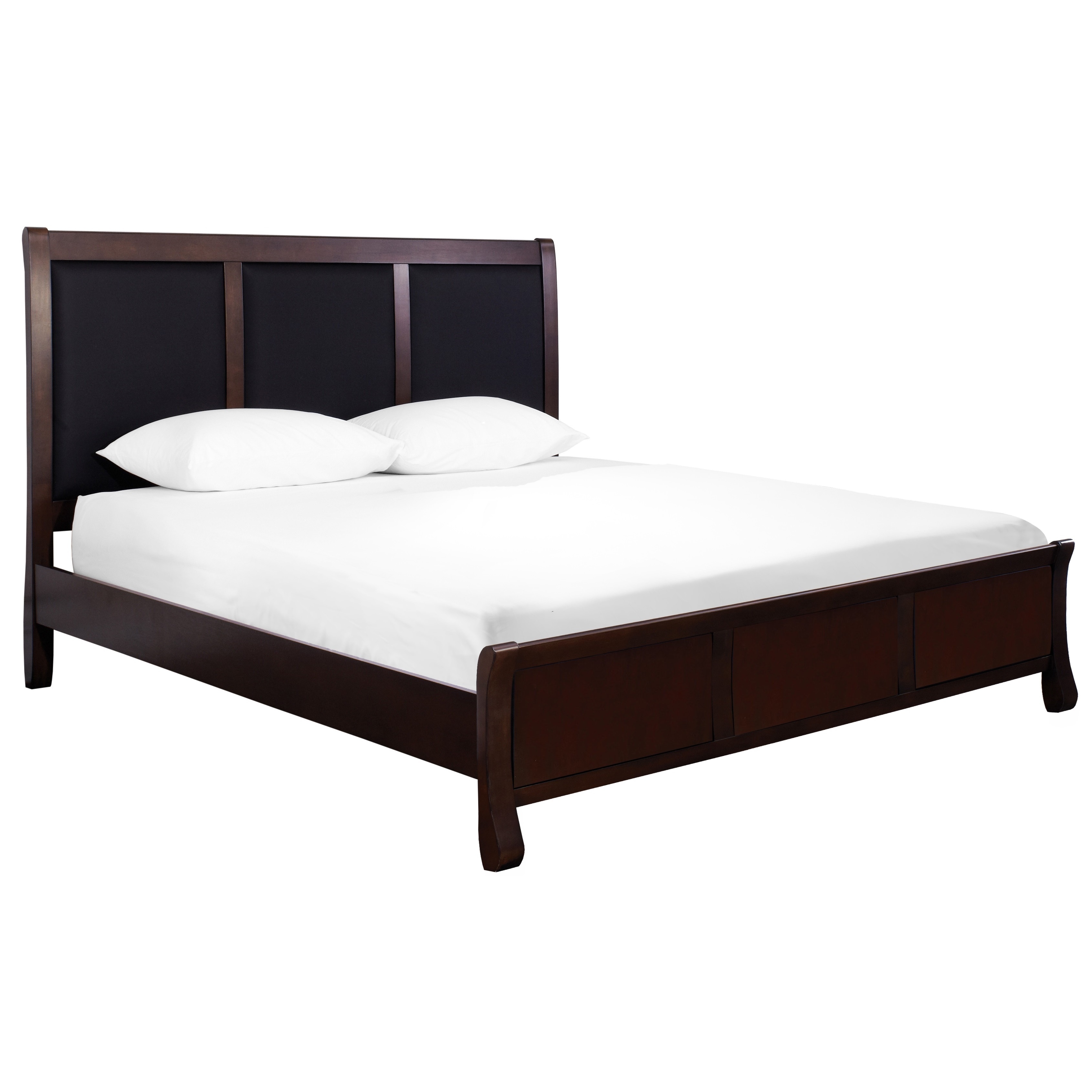 Jefferson Espresso Triple Bonded Leather Panel Upholstered Bed