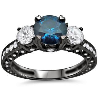 Black Blue Wedding Rings For Less Noori 18k Black Gold 1 3 4 Ct Tdw Blue And White Round Diamond Ring