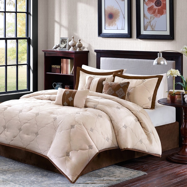 Madison Park Dune Beige/Brown 7 piece Contemporary Comforter Set