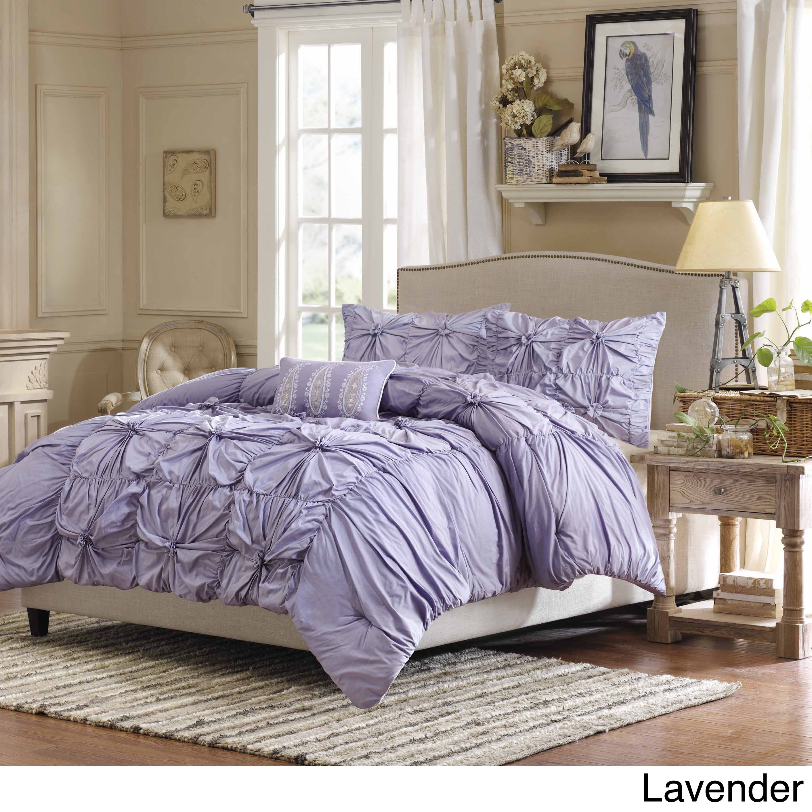 Madison Park Madison Park Maxine 4 piece Duvet Cover Set Purple Size Full  Queen