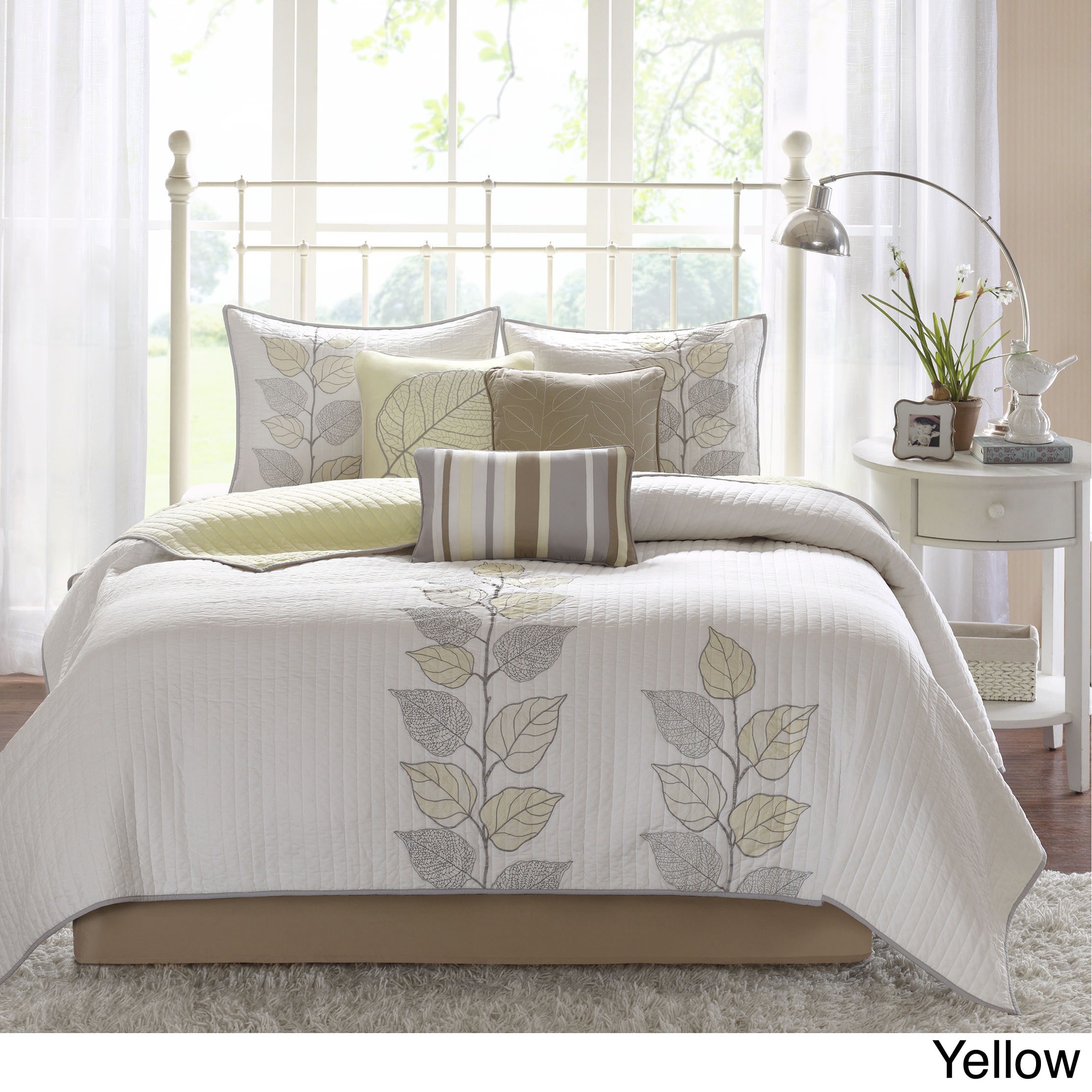 Madison Park Madison Park Jocelyn 6 piece Coverlet Set Yellow Size Queen