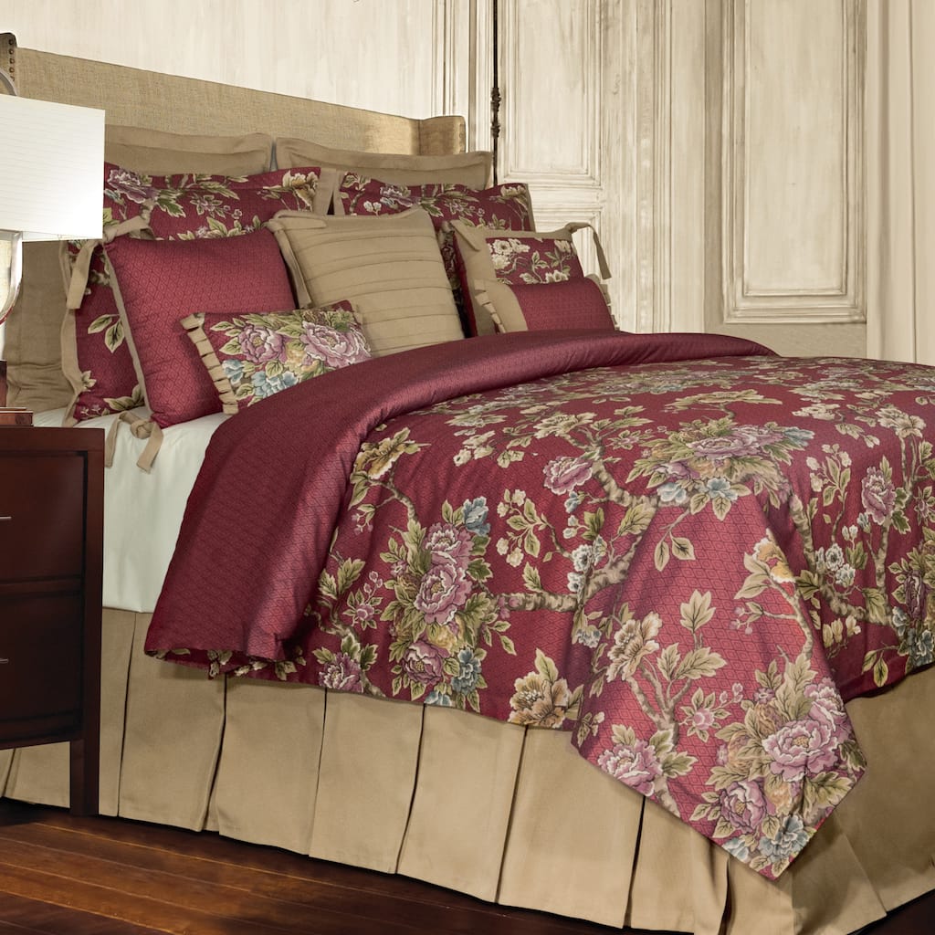 Rose Tree Preston 4-piece Traditional Red Floral Comforter Set - Multi-color