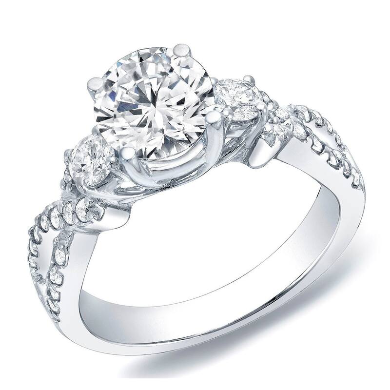 Auriya 14k Gold 1 1/2ctw 3-stone Diamond Engagement Ring (H-I, SI1-SI2) - White - 4