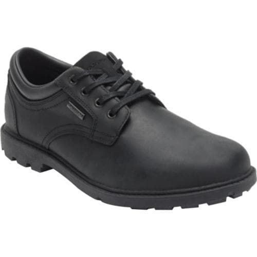 Mens Rockport Rugged Bucks Waterproof Plain Toe New Black Leather