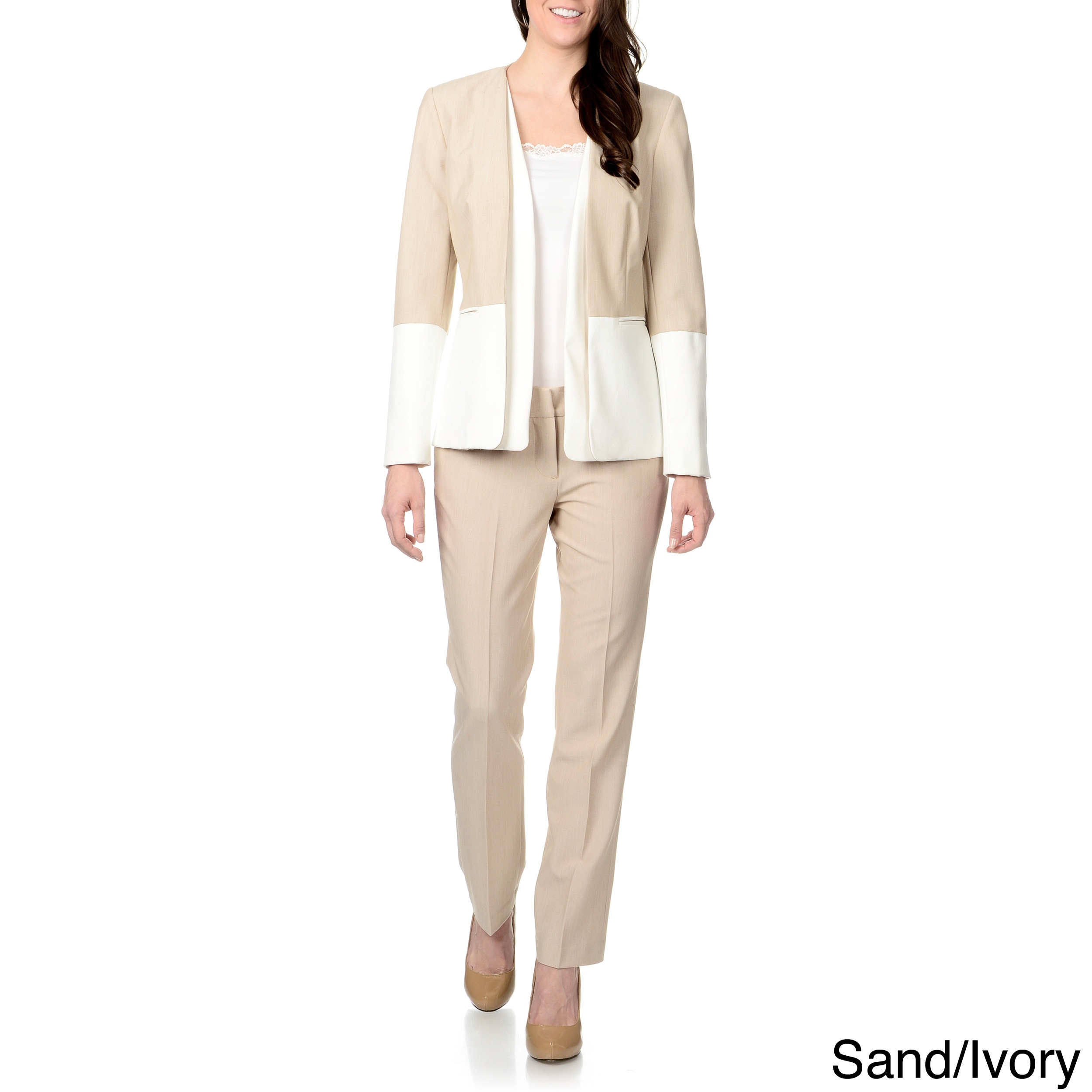 Zac and Rachel Womens Mixed Media 2 piece Pant Suit