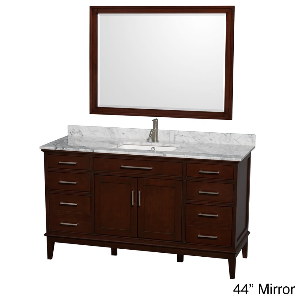 Wyndham Collection Hatton 60 inch Dark Chestnut Carrera Counter Single Vanity