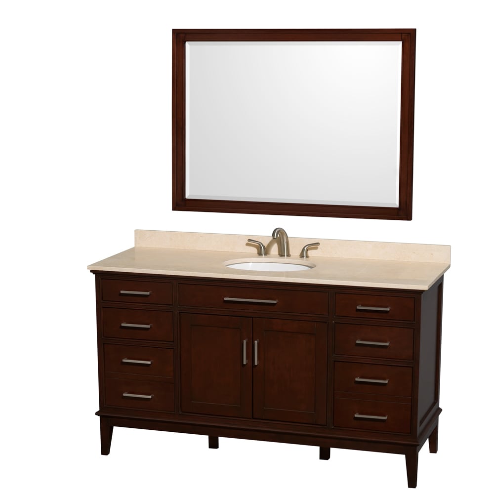 Wyndham Collection Hatton 60 inch Dark Chestnut Ivory Counter Single Vanity