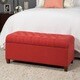 preview thumbnail 3 of 12, Copper Grove Bresse Button-tufted Cranberry Storage Bench