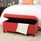 preview thumbnail 4 of 12, Copper Grove Bresse Button-tufted Cranberry Storage Bench