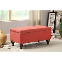 Copper Grove Westfield Red Linen Nailhead Trim Storage Bench