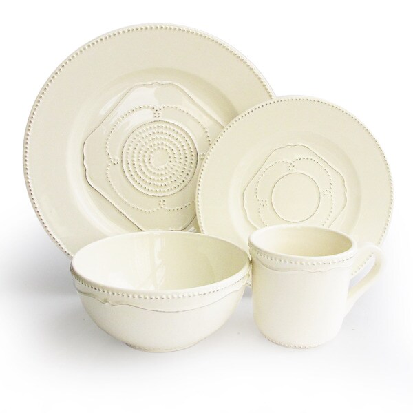 Shop Gabrielle Cream Dotted Earthenware 16piece Dinnerware Set Free