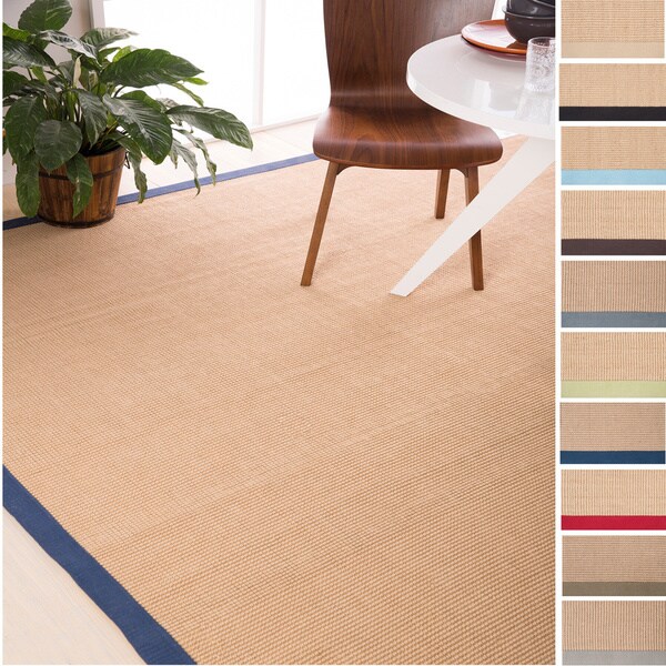 Hand-Woven Eco Natural Fiber Jute Cotton Bordered Casual Area Rug - 8' x 10'
