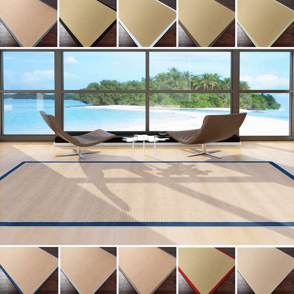 Hand-Woven Eco Natural Fiber Jute Cotton Bordered Casual Area Rug (5' x 8')
