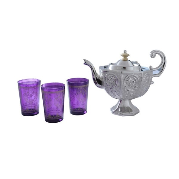 Shop Handmade Purple Moroccan Tea Set (India) Free Shipping Today