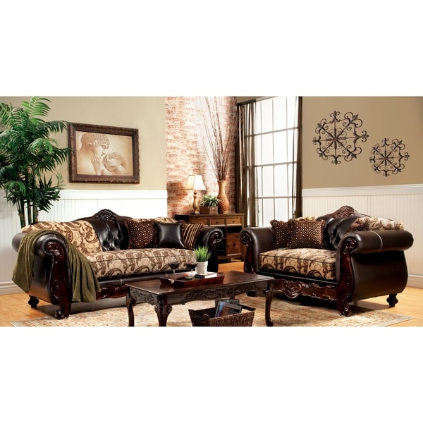 Furniture of America Marina 2-piece Fabric and Sofa and Loveseat Set