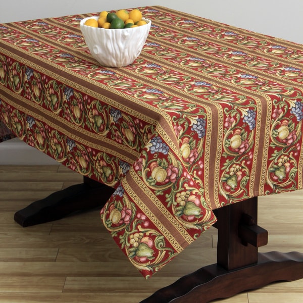 Corona Decor Fruit Design Red 50x90-inch Italian Heavy Weight Tablecloth