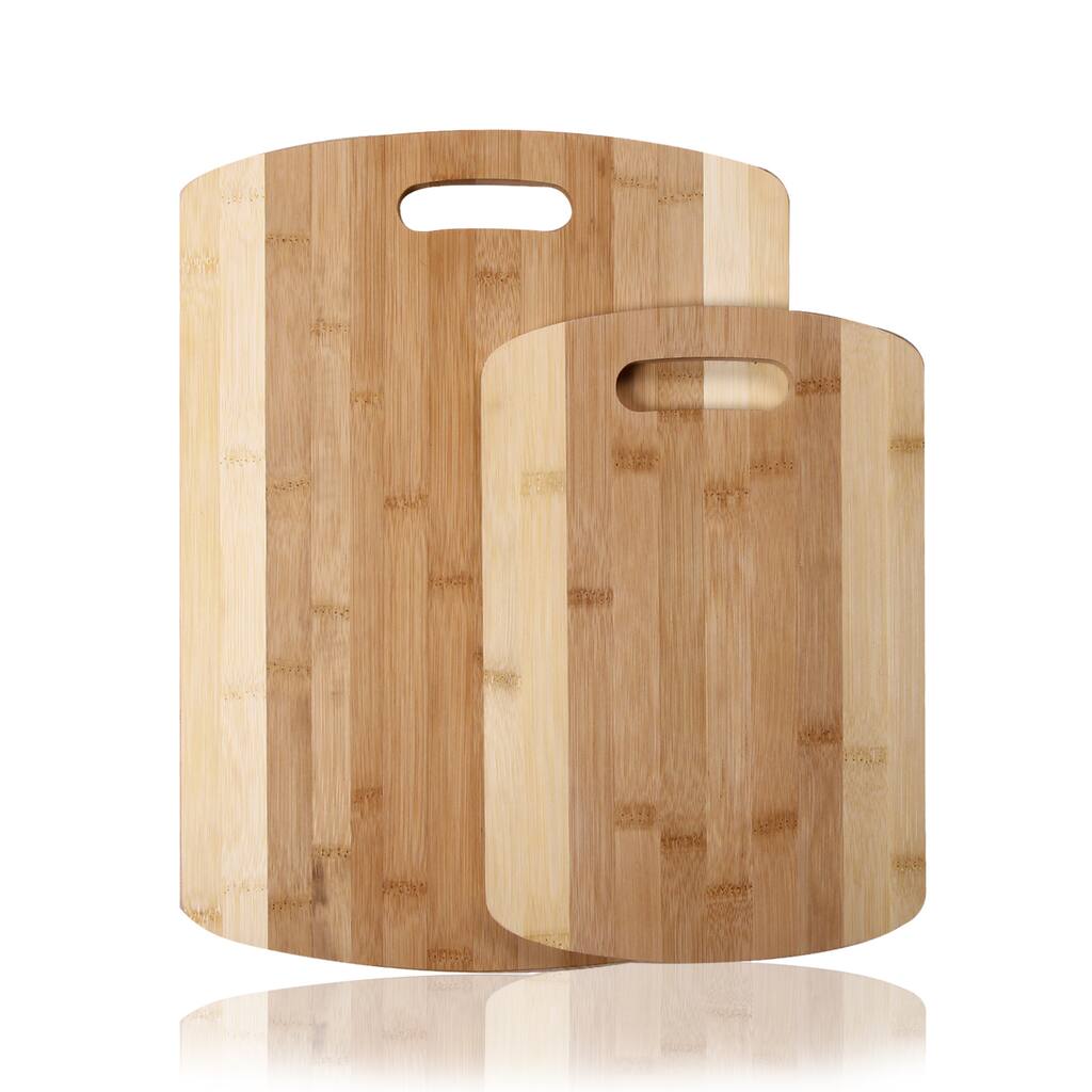 Adeco 2-piece 100-percent Natural Bamboo Chopping Board Set
