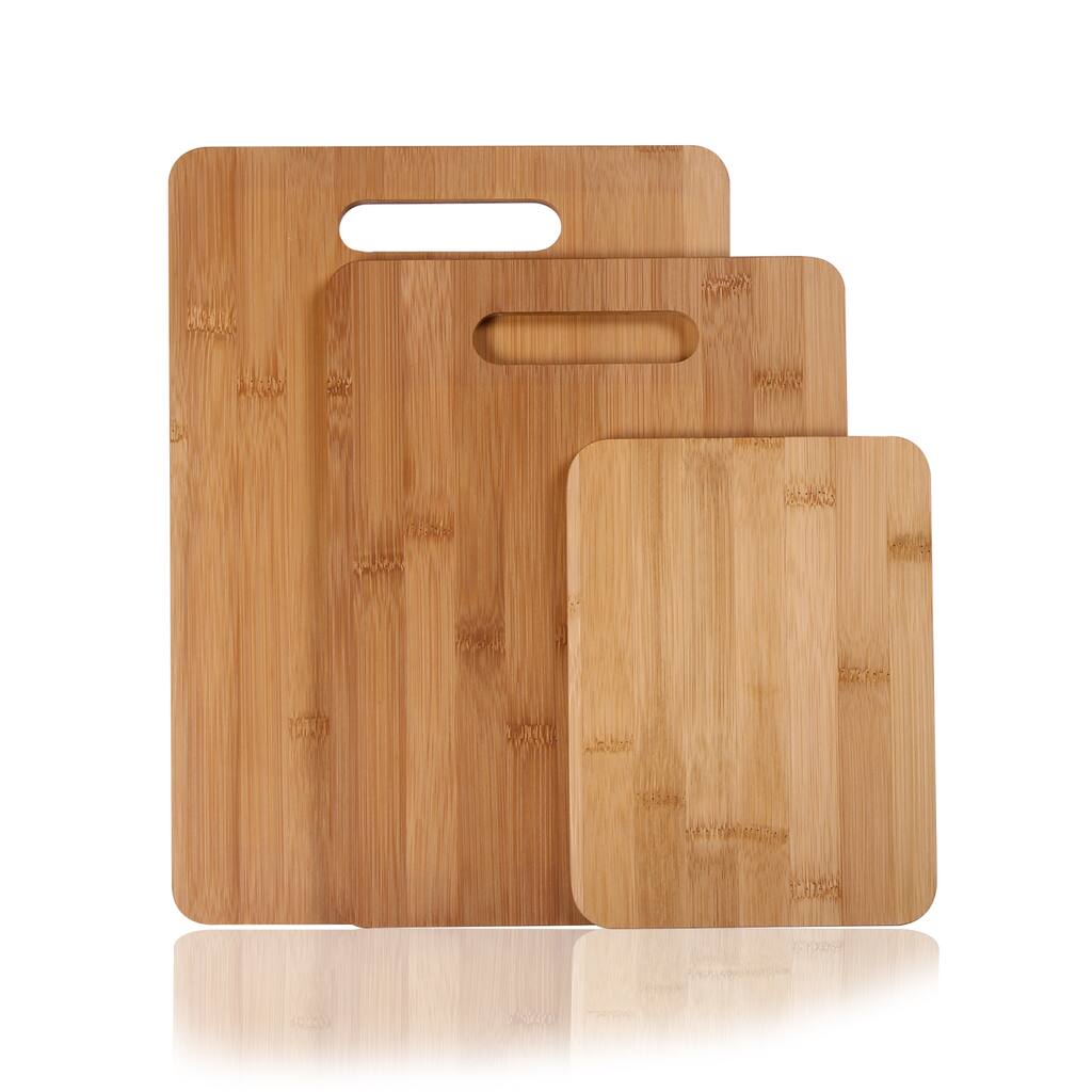 Adeco 3-piece 100-percent Natural Bamboo 3/8-inch Thick Cutting Board Set