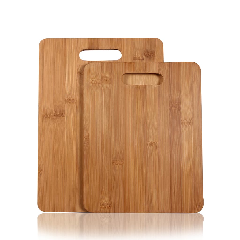 Adeco 2-piece 100-percent Natural Bamboo 3/8-inch Thick Chopping Board Set