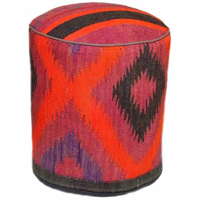 Handmade Multicolored Tribal Diamond Pouf Ottoman