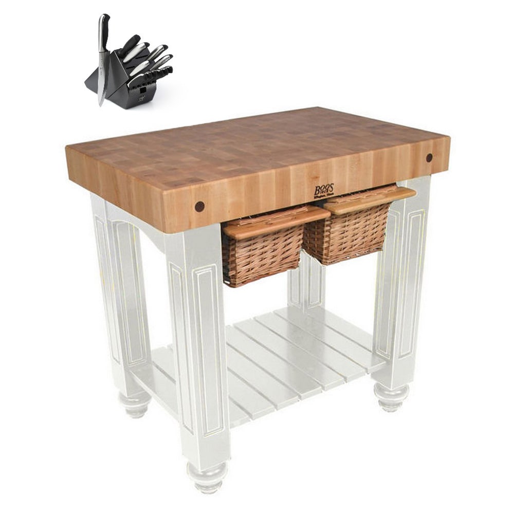 John Boos 30x24 Maple Butcher Block Table and J.A. Henckels 13