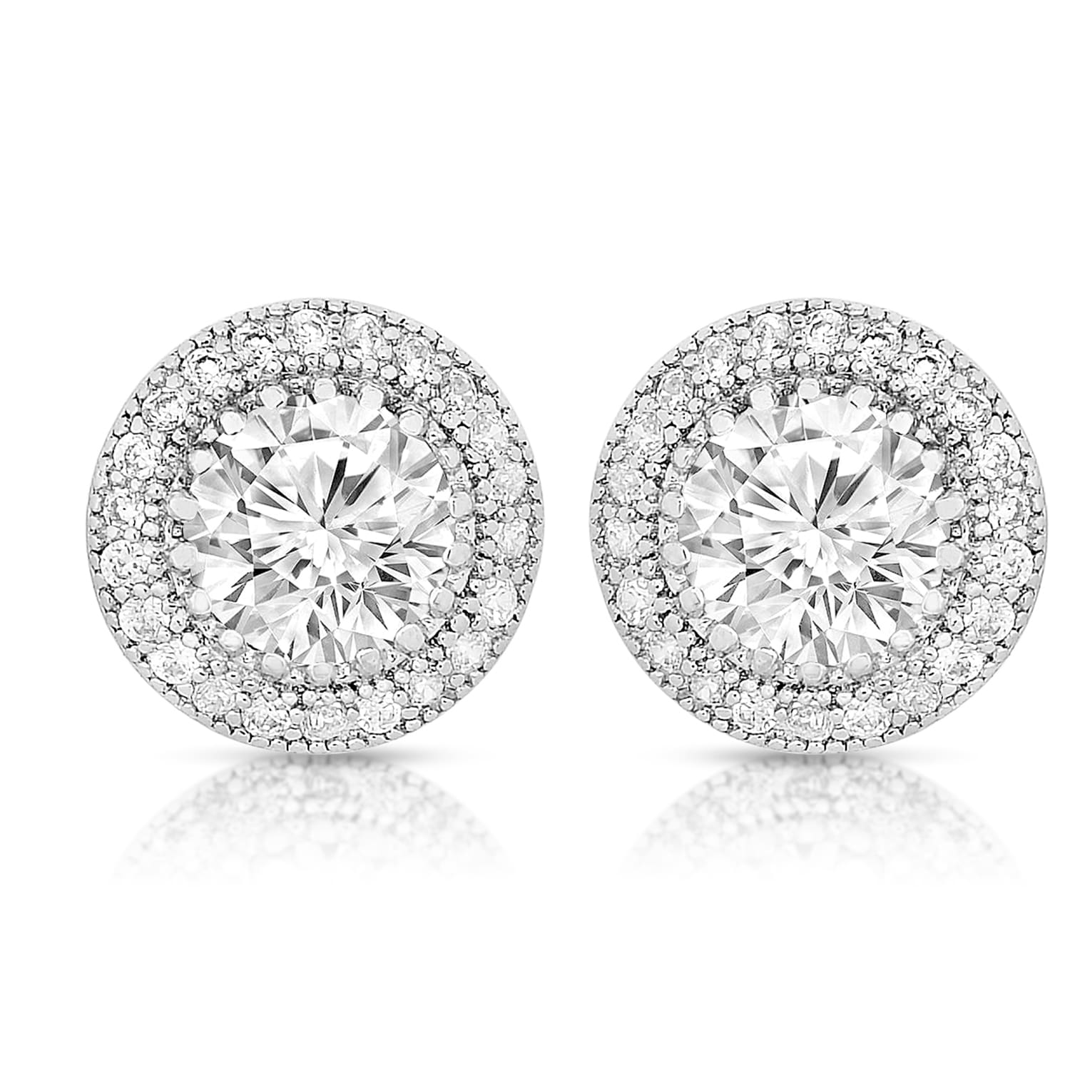 Shop Collette Z Sterling Silver Cubic Zirconia Round Earrings - White ...