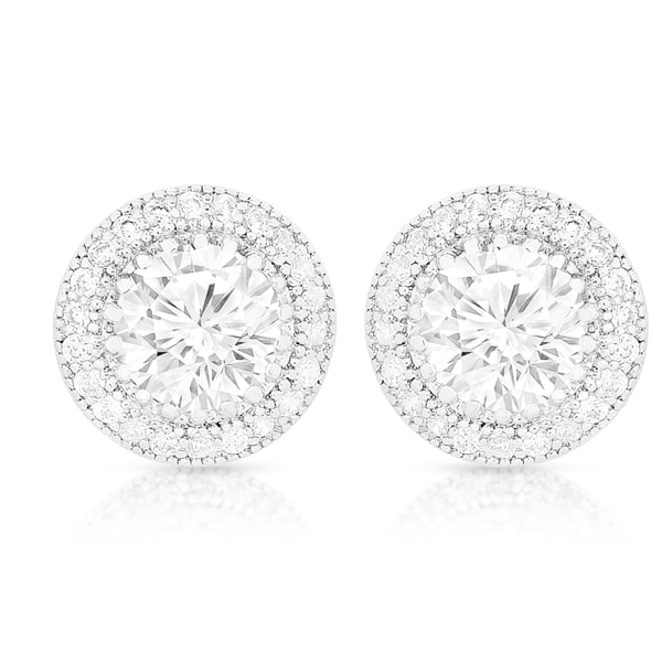 Collette Z Sterling Silver Cubic Zirconia Round Earrings - White