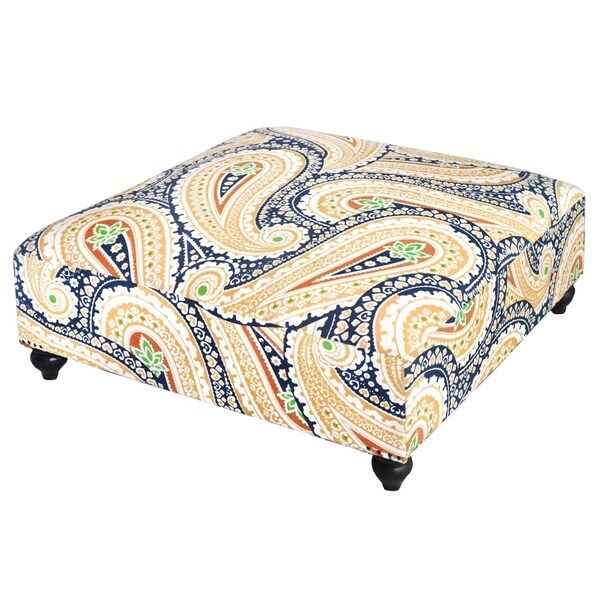 Shop Handmade Blue Oversized Paisley Ottoman (India) Free Shipping