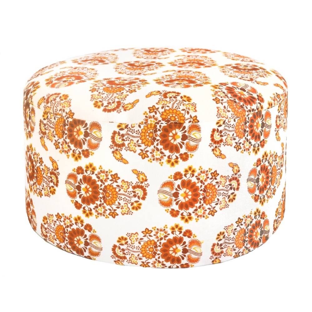 Handmade Orange Sara Paisley Ottoman (India)