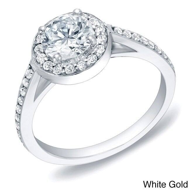 Auriya 14k Gold 1ctw Round Halo Diamond Engagement Ring Certified - White - 9.5
