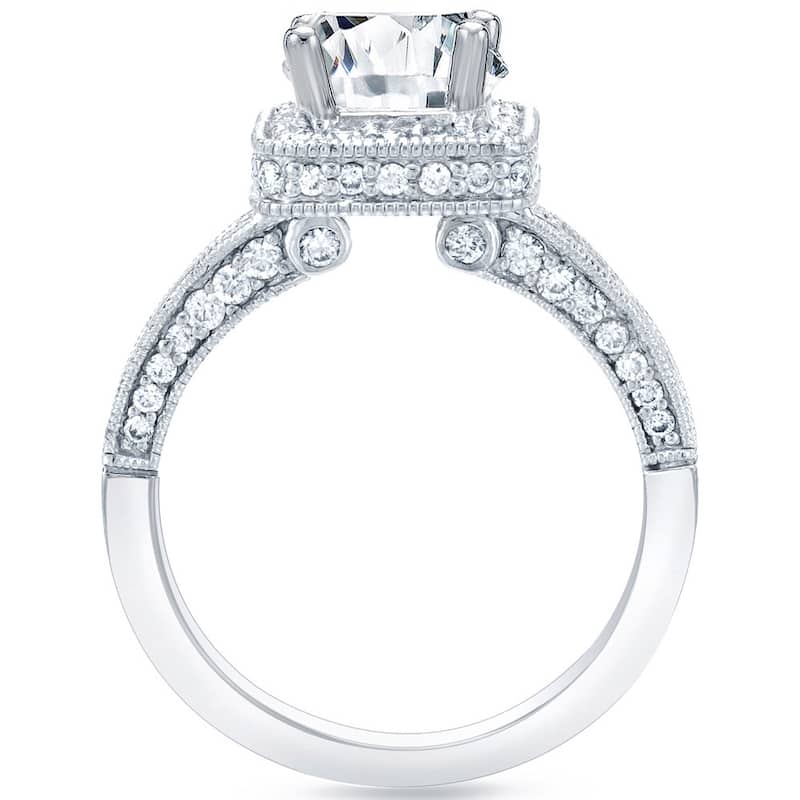 Auriya 14k Gold Vintage Princess-cut Halo Diamond Engagement Ring 2ctw