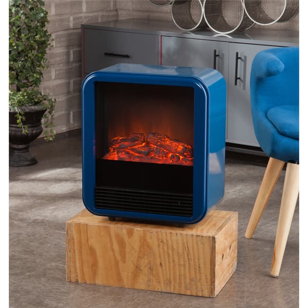 Shop Holly Martin Fasser Navy Blue Electric Fireplace Free