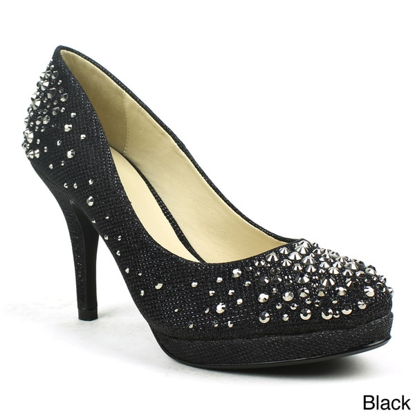 Celeste Womens Melissa 02 Netted Glitter Rhinestone Dress Pumps