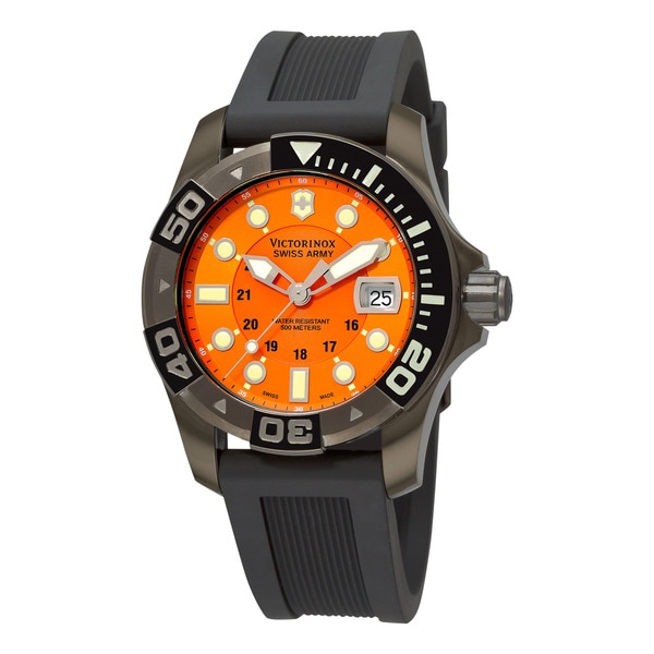 Swiss Army Men's 241428 'Dive Master' Orange Dial Black Rubber Strap Watch