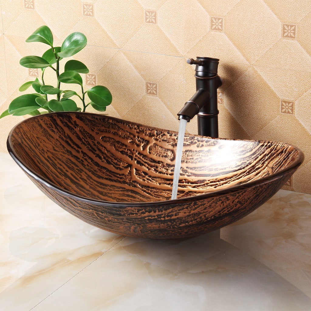 Elite Tempered Glass Hot Melt Multicolor Pattern Vessel Sink