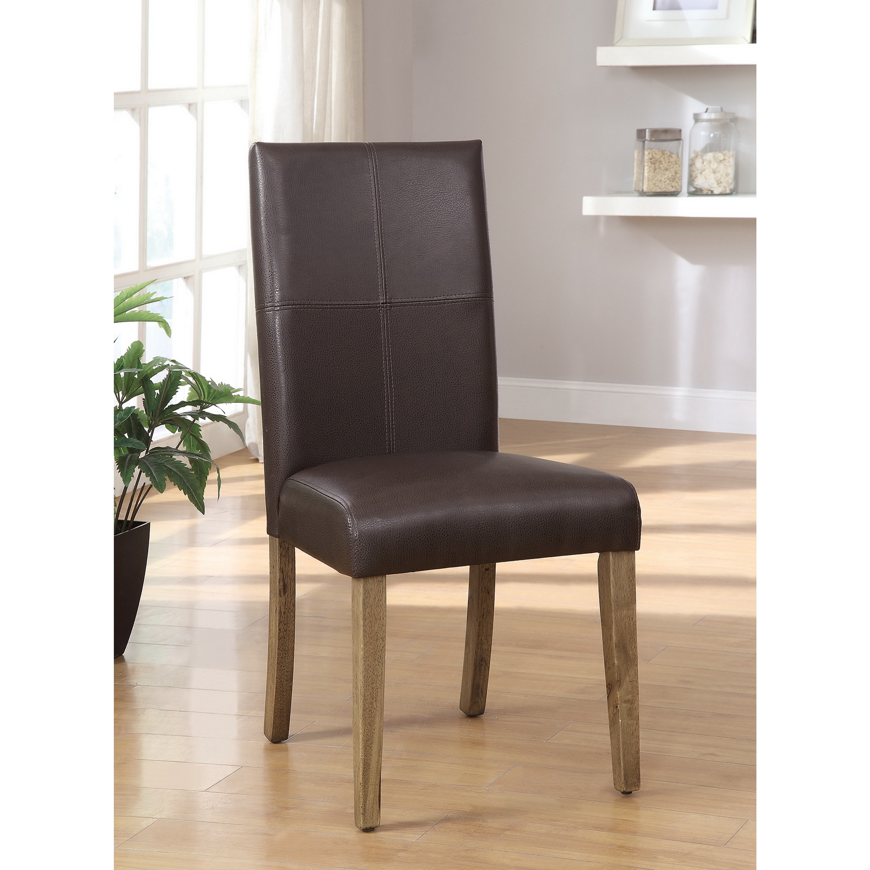 Furniture Of America Seline Dark Brown Leatherette Dining Chairs (set Of 2)