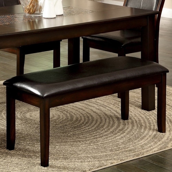Furniture of America Brym Contemporary Cherry Faux Leather Dining Bench