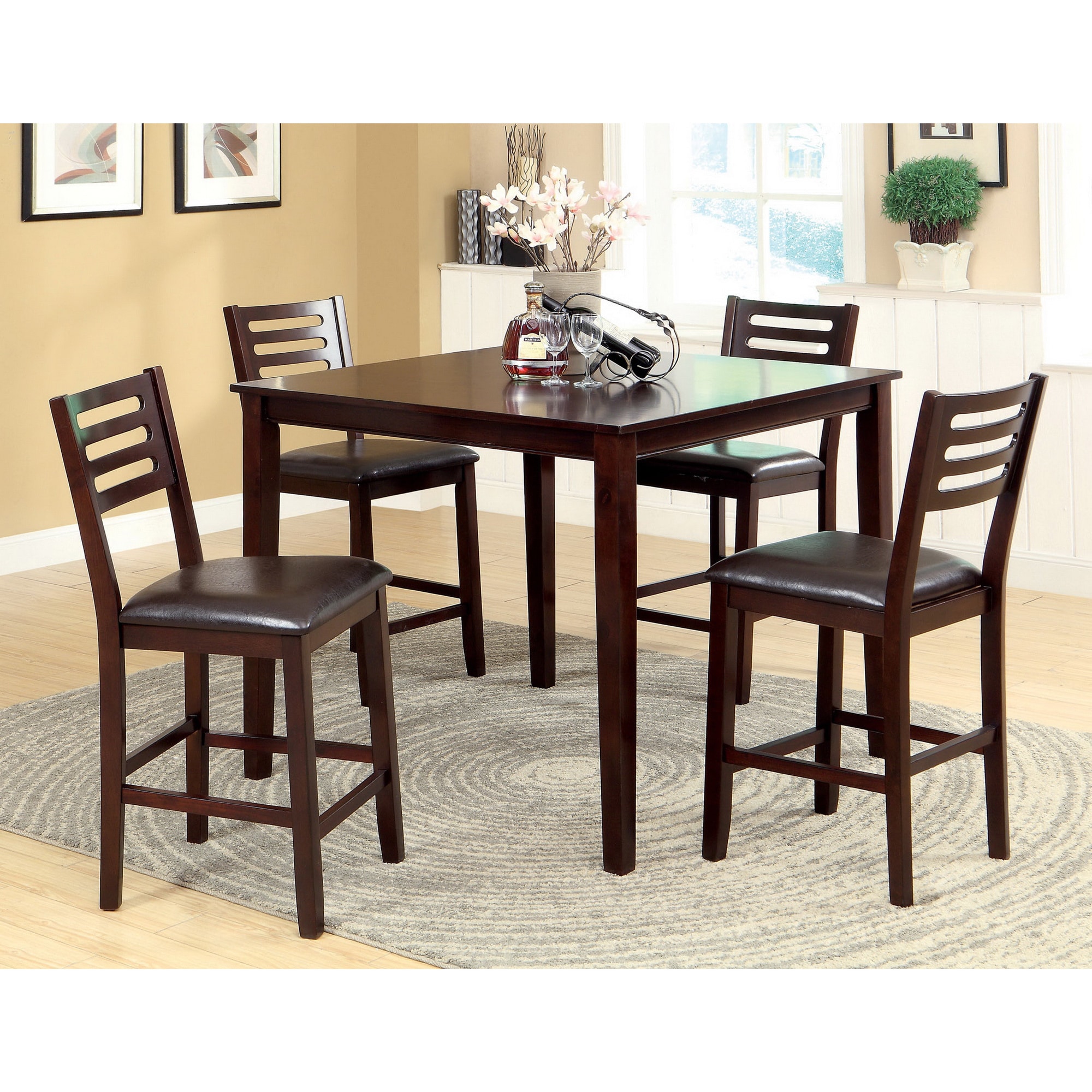 Furniture Of America Furniture Of America Amazi 5 piece Counter Height Dining Set, Espresso Espresso Size 5 Piece Sets