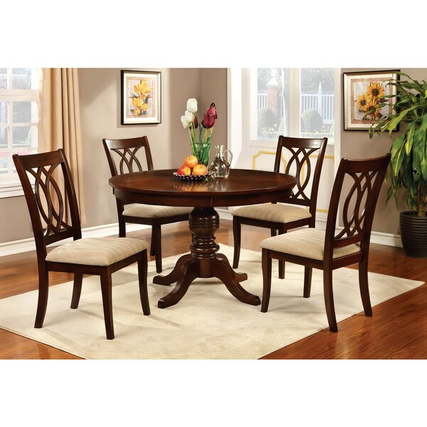 Furniture of America Cerille Elegant Brown Cherry Dining Chairs (Set of ...