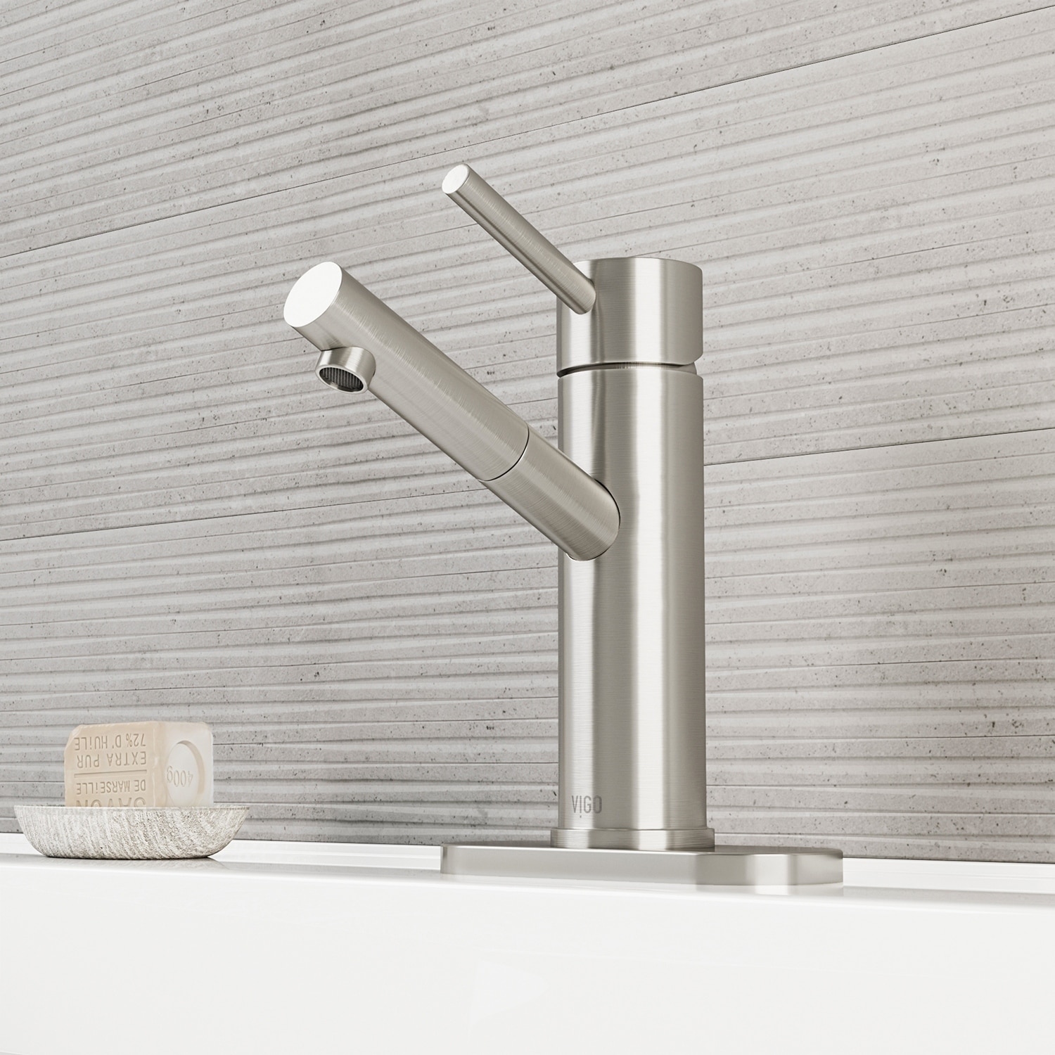 Vigo Noma Single lever Brushed Nickel Faucet With Deck Plate