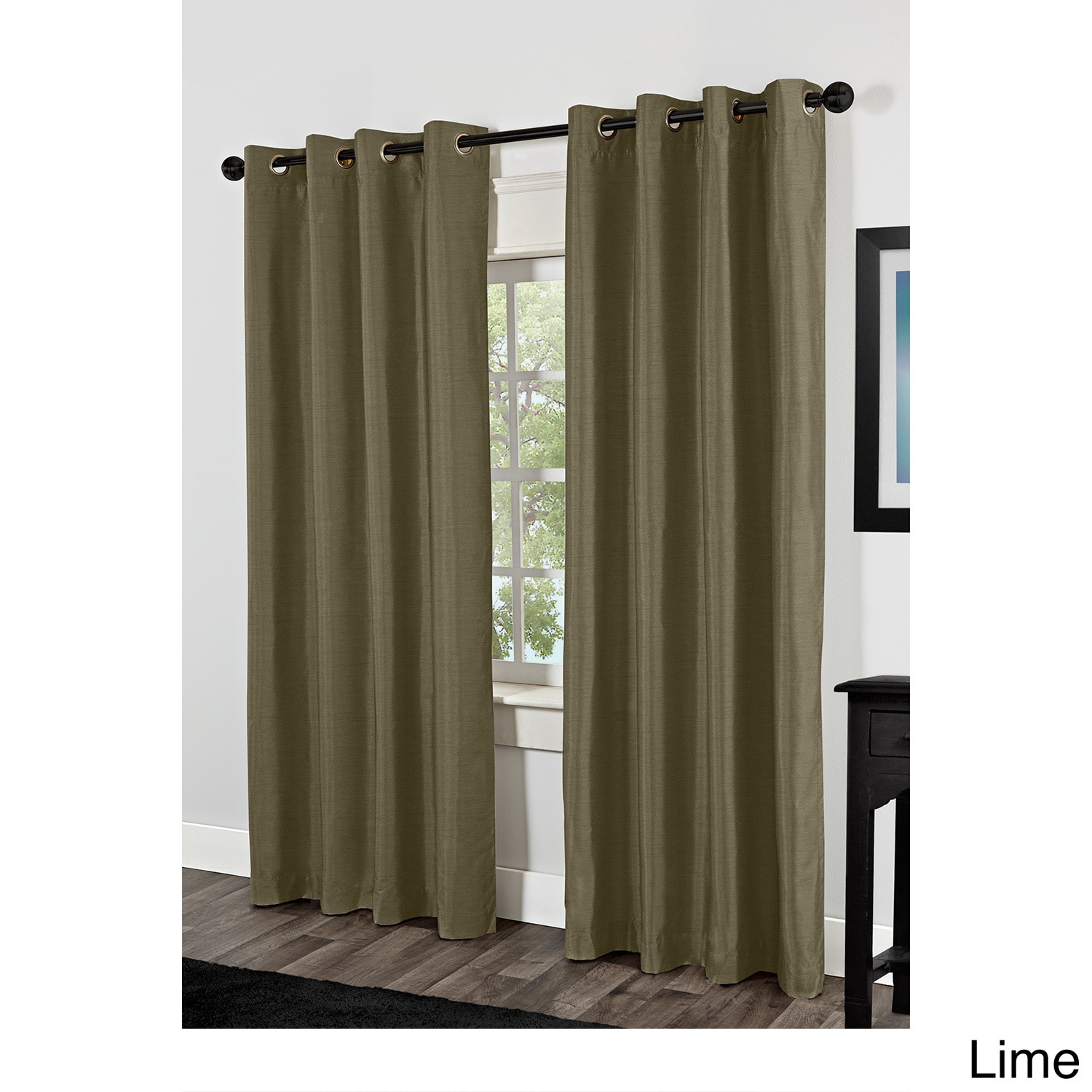 Amalgamated Textiles Inc. Shantung Thermal Insulated Grommet Top 84 Inch Curtain Panel Pair Green Size 54 x 84