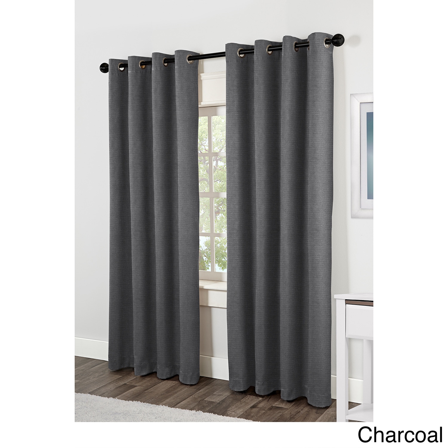 Amalgamated Textiles Inc. Jakarta Grommet Top 84 Inch Curtain Panel Pair Grey Size 54 x 84